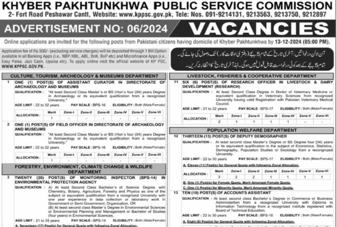 KPPSC Jobs 2024 Online Apply Khyber Pakhtunkhwa Public Service Commission